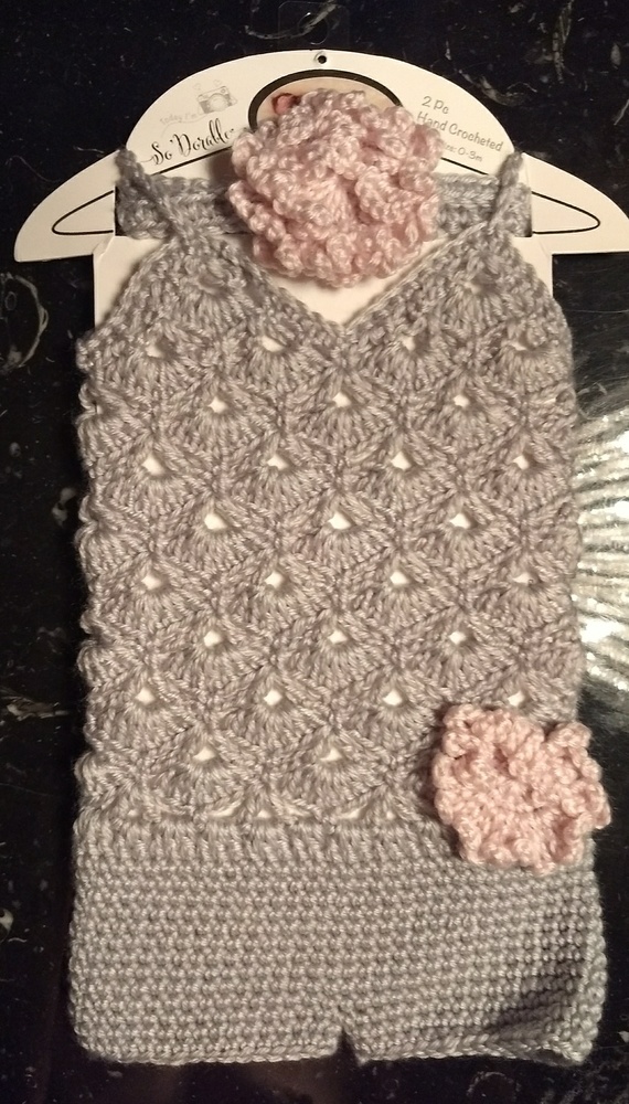 So Dorable2 Piece Hand Crocheted Romper & Headband